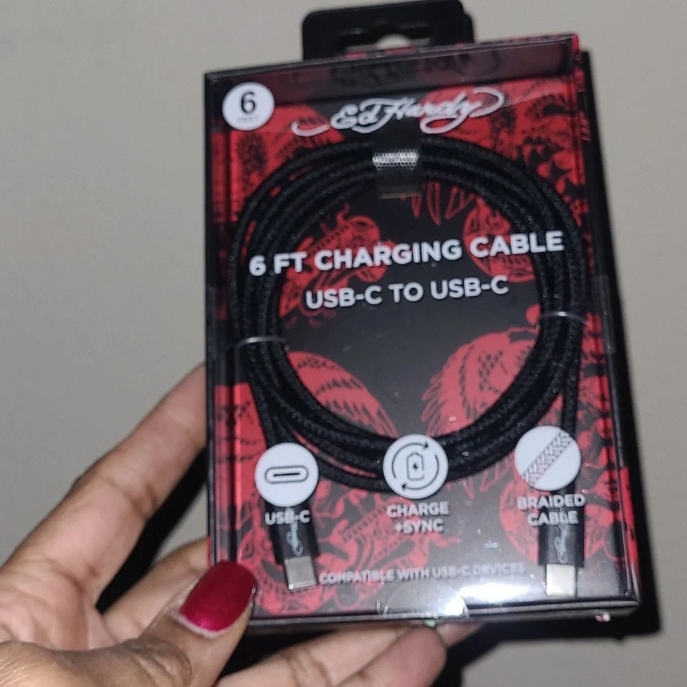 Ed Hardy Black 6 ft USB-C Charging Cable